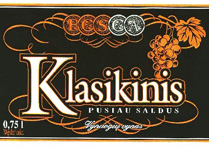 Prekės ženklas: Klasikinis PUSIAU SALDUS Vynuogių vynas